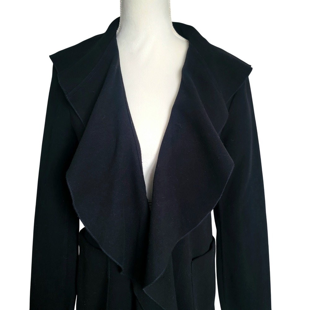 Kay Unger Black Waterfall Ruffle Collar Coat Jacket Size Small - Picture 5 of 10